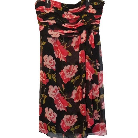 The Limited Women's Strapless Rose Printed Dress Size 8 - Picture 1 of 8